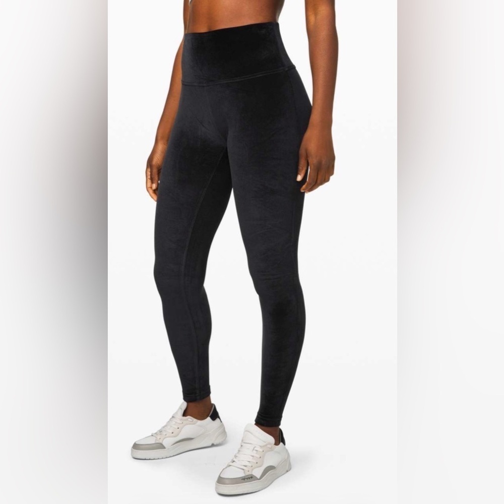 Lululemon Wunder Lounge High-Rise Tight 28"  Black Velvet leggings size 6